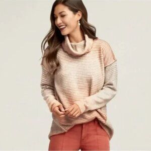 Cabi 4105 Ombre Pullover Striped Tunic Sweater Peach Orange Grey Small EUC